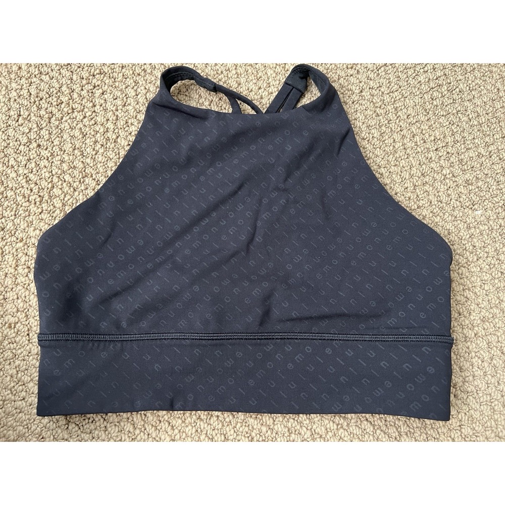 Lululemon Womens Black Energy High-Neck Longline Sports Sz 8 Bra W2DFRS